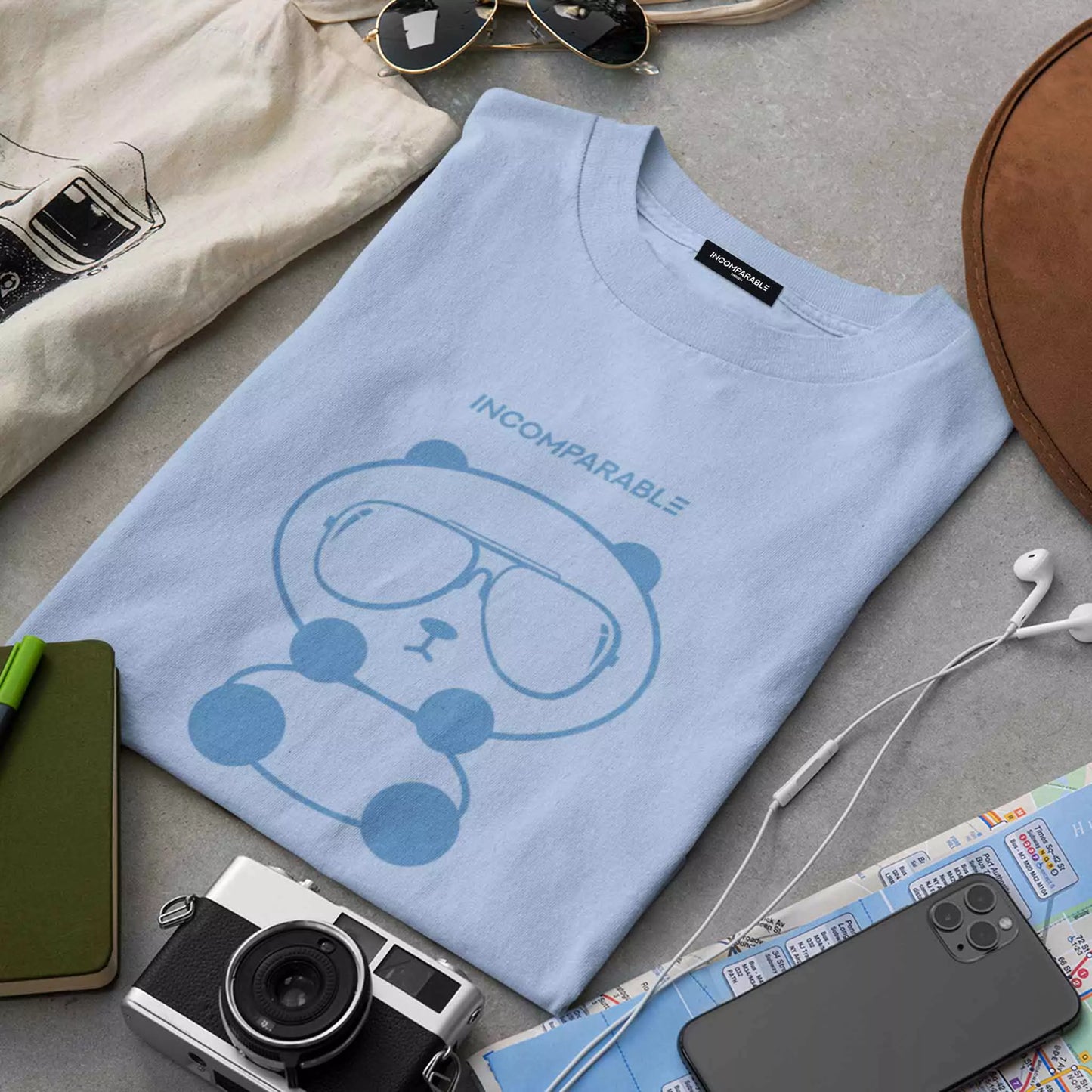 Panda Tee Pastel Blue
