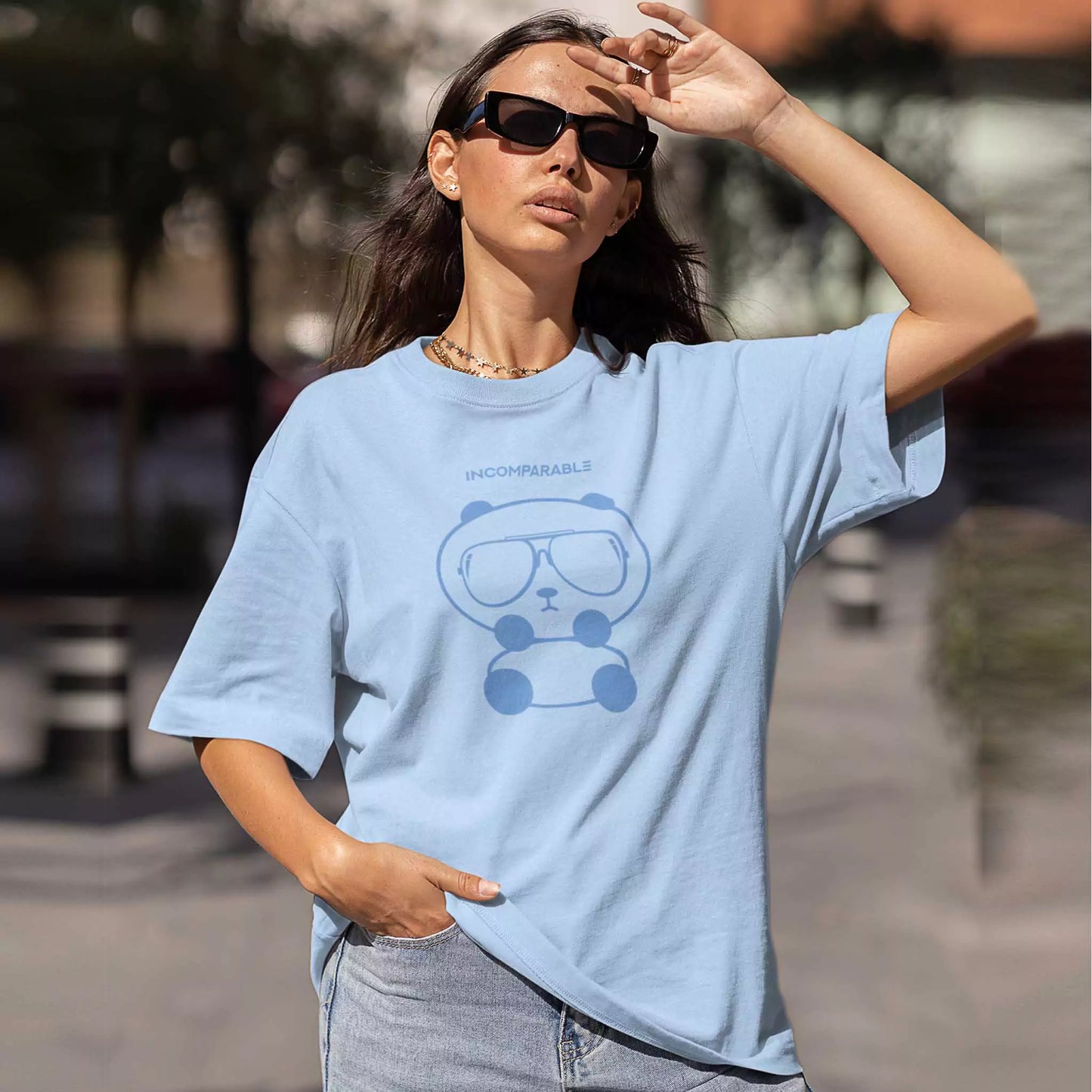 Panda Tee Pastel Blue