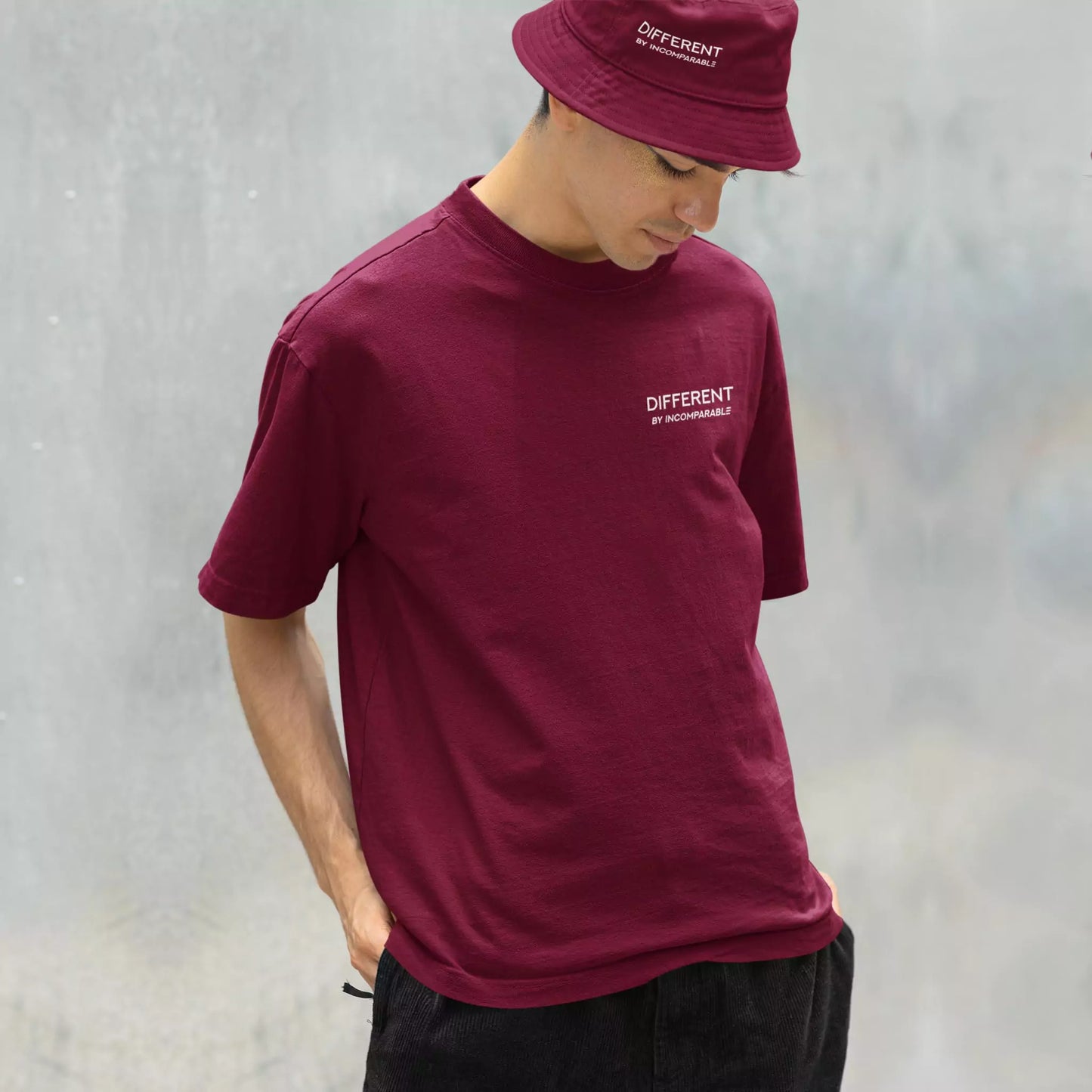 Different Bucket Hat Grey Dark/Maroon