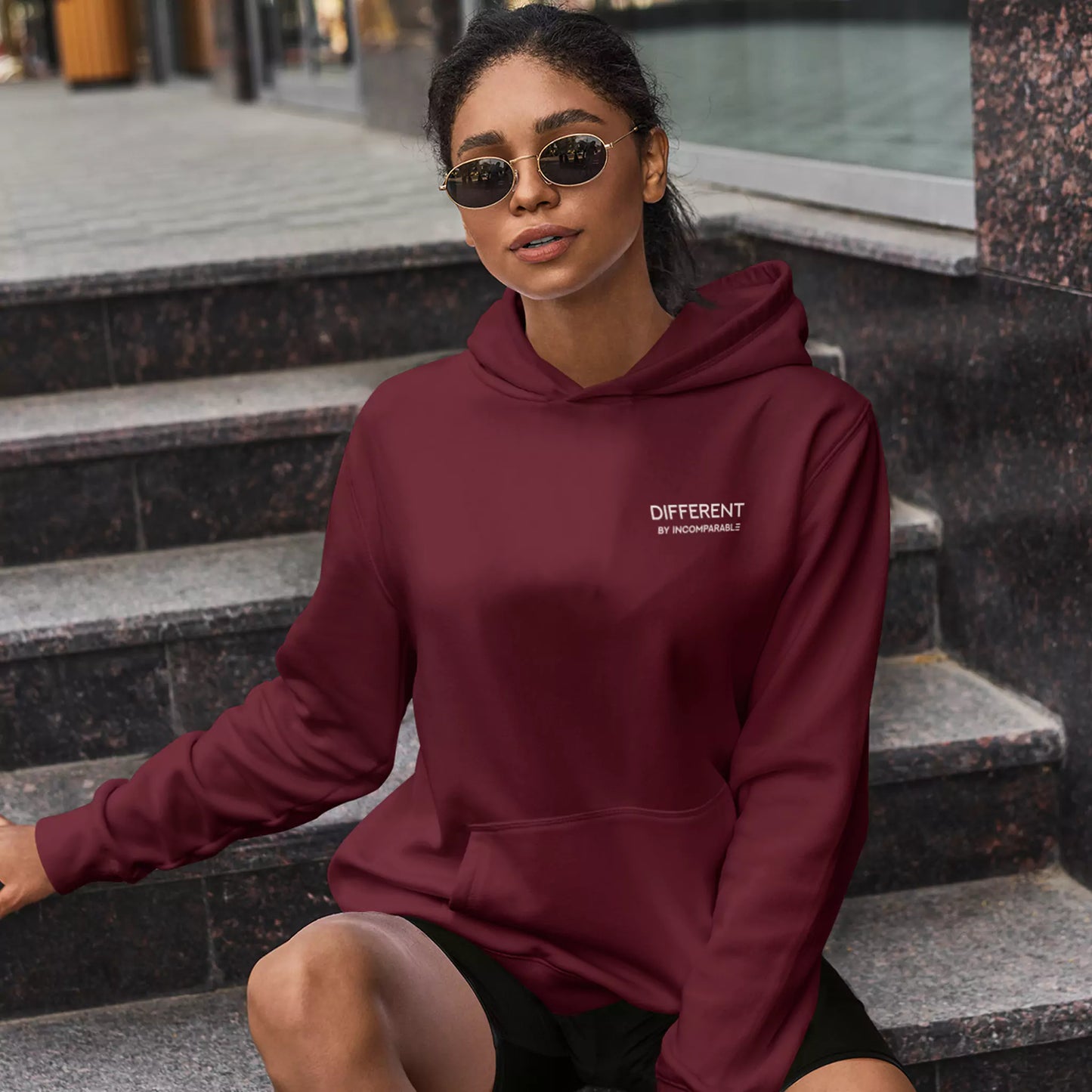 Oversized Organic Cotton Blend Hoodie – Different Hoodie Burgundy
