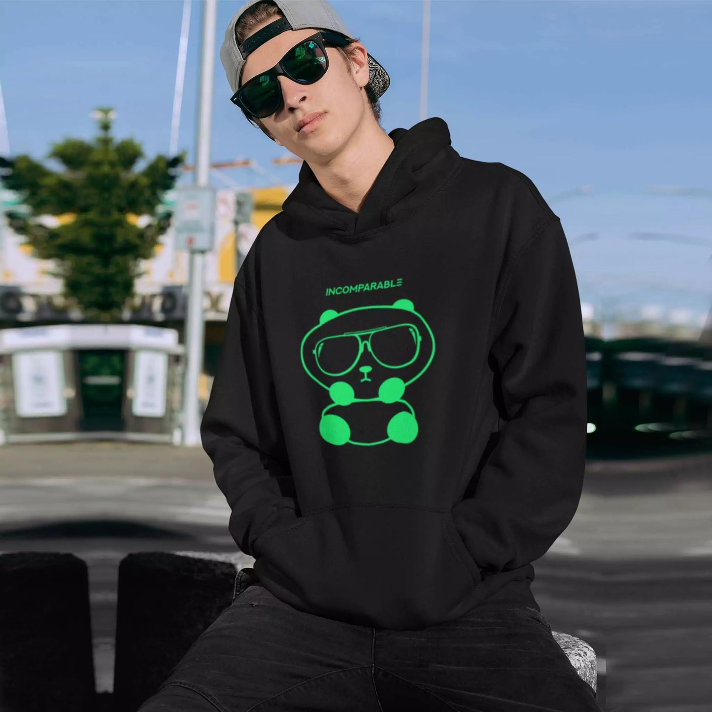 Panda Hoodie Black