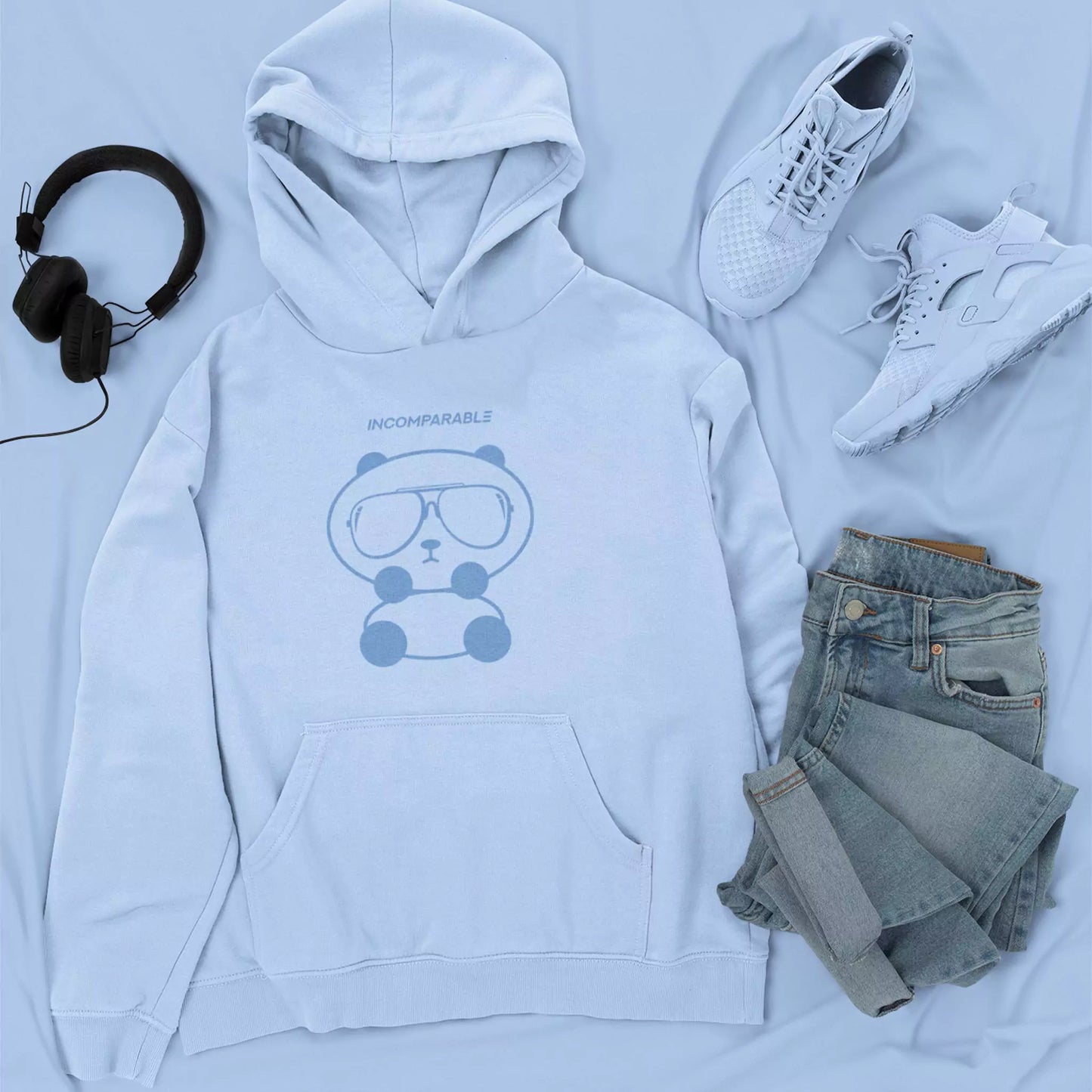 Panda Hoodie Pastel Blue