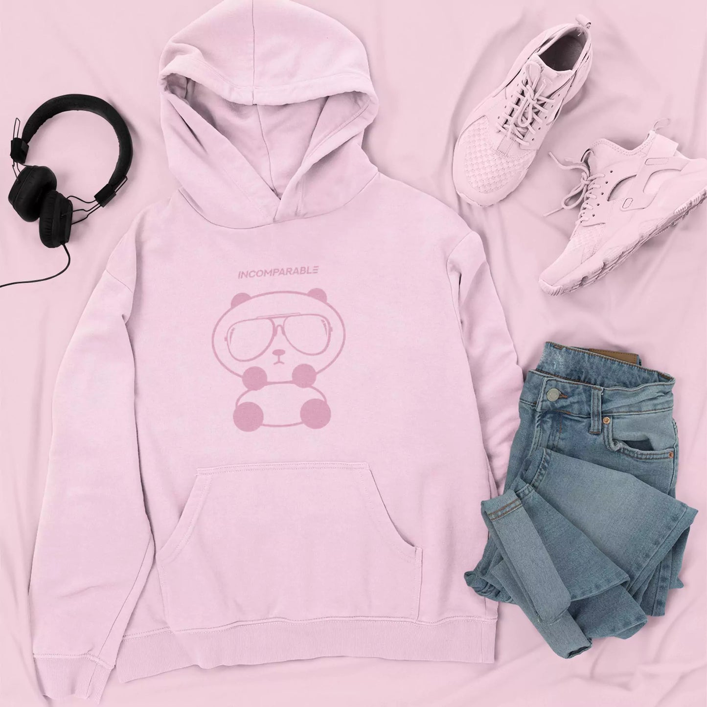 Panda Hoodie Pastel Pink