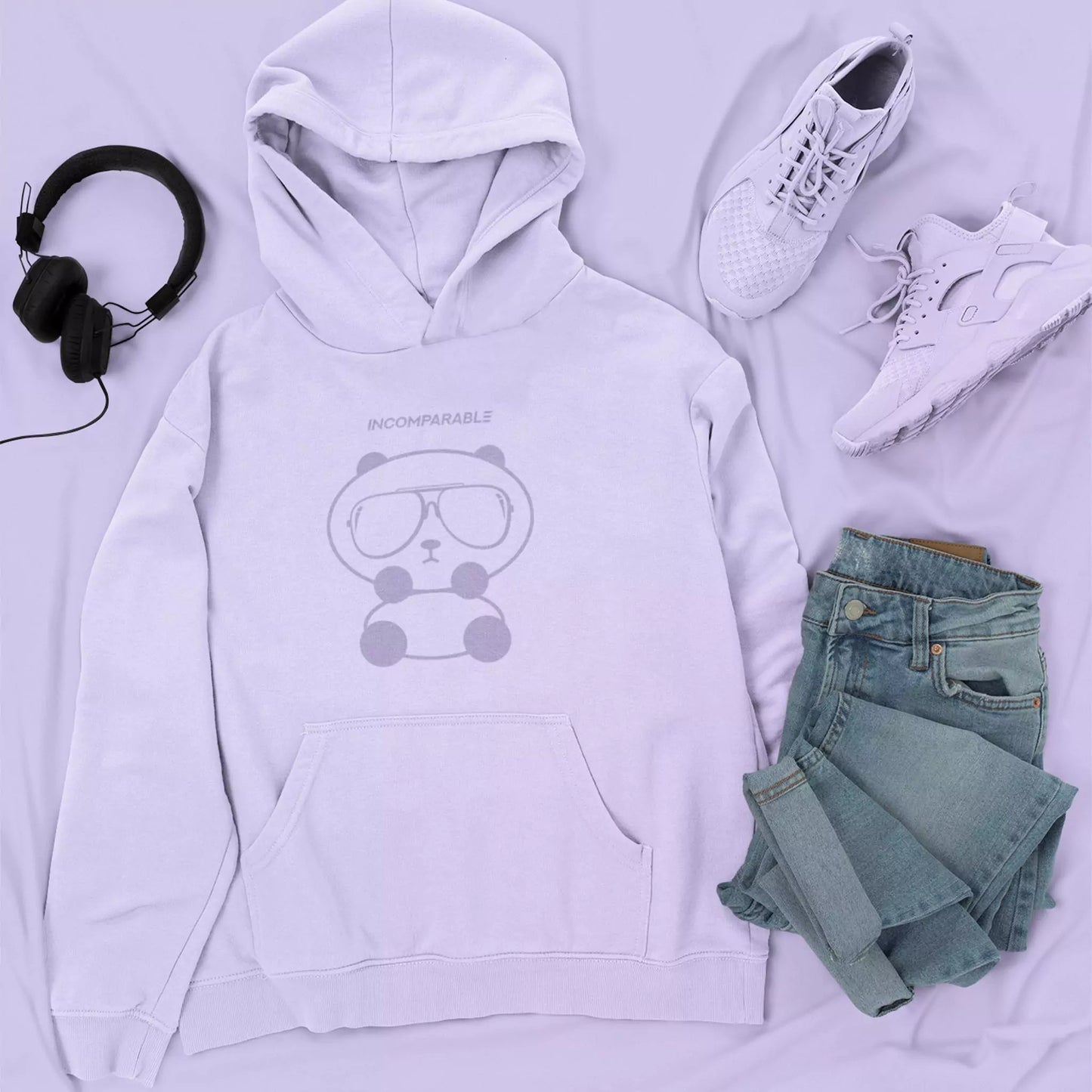 Panda Hoodie Pastel Purple