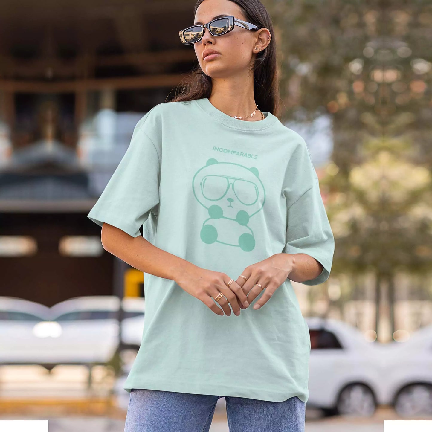 Panda Tee Pastel Green